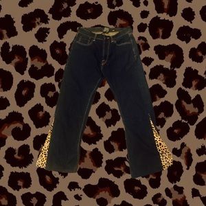 vintage ed hardy jeans with leopard print detailing